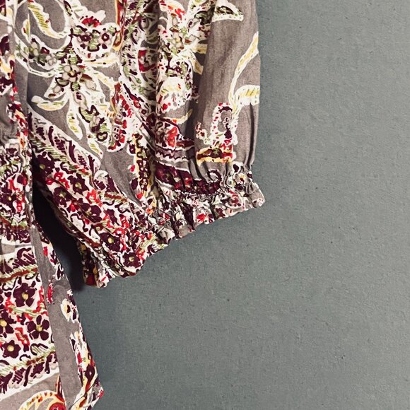 Izod Boho Smocked Peplum Blouse Women's Medium - Picture 5 of 6